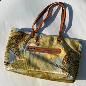 SALVATORE FERRAGAMO Womens Tote Hand Bag Animal Print Brown